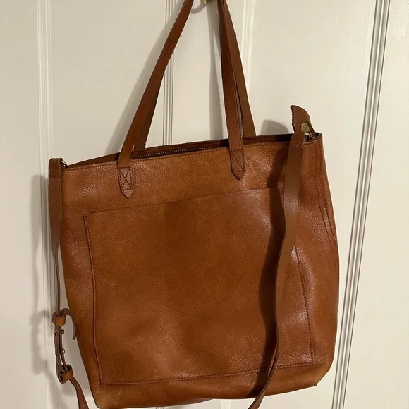 Madewell Cognac Leather Tote Bag - Picture 1 of 6